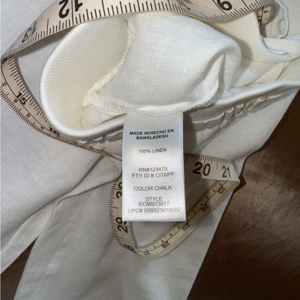 Ellen Tracy New White Linen Pants Drawstring Wide Leg Timeless Classic Medium - Picture 8 of 14